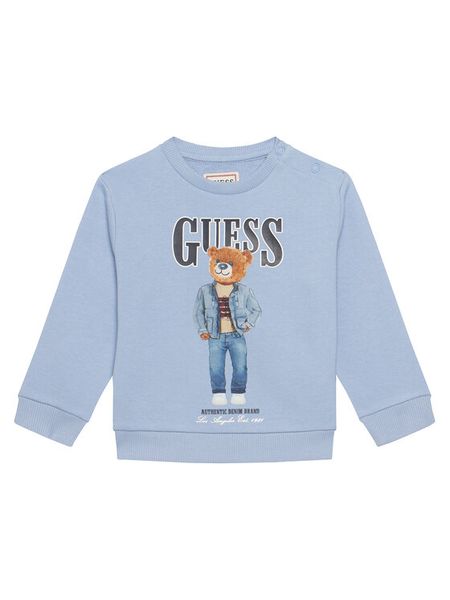 Guess Bluza N6RQ03 KAD74 Błękitny Regular Fit. Niebieskie bluzy dla chłopców Guess, z aplikacjami, z bawełny, bez ramiączek, bez kaptura. Za 159.99 zł.