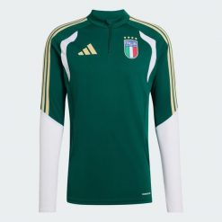Koszulka treningowa Włochy 26 Tiro. Zielone koszulki sportowe męskie Adidas, l, bez wzorów, z materiału, bez kołnierzyka, bez ramiączek, na fitness i siłownię. Za 329.00 zł.