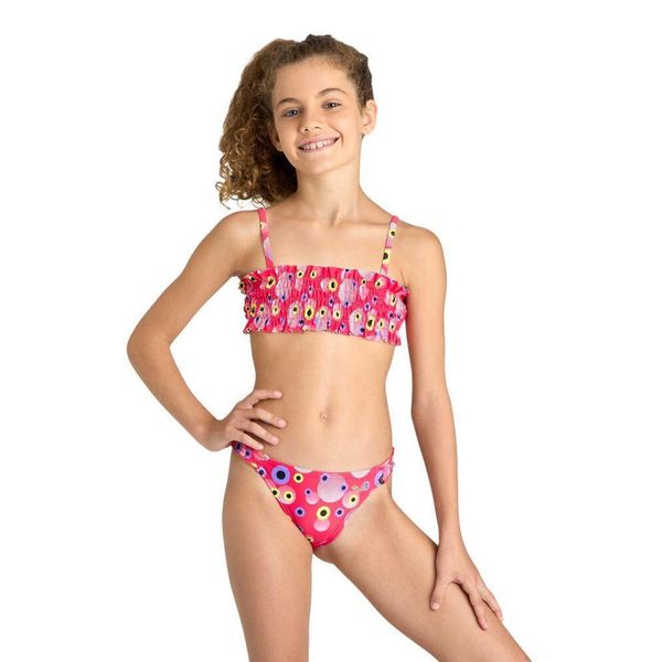 Strój kąpielowy dziewczęcy kostium dwuczęściowy na basen Arena Bikini. Czerwone stroje kąpielowe dla dziewczynek Arena, bez wzorów. Za 89.99 zł.