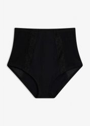 Figi panty o średnim stopniu modelowania, z bawełną. Czarne figi damskie bonprix, bez wzorów, z bawełny. Za 84.99 zł.