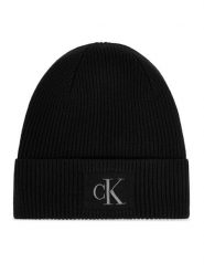 Calvin Klein Czapka Embroidered Rib Cotton Beanie LV04F8097G Czarny. Czarne czapki i kapelusze damskie Calvin Klein, na zimę, bez wzorów, z bawełny. Za 169.99 zł.