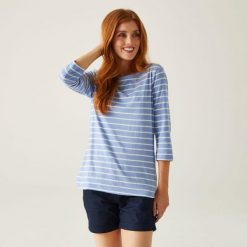 Bayletta damska bluzka 3/4. Niebieskie bluzki damskie Regatta, bez wzorów, casualowe, bez kołnierzyka, bez ramiączek. Za 145.50 zł.