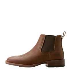 Botki western z kwadratowym noskiem Ariat Chelsea Booker Chelsea Wide. Brązowe botki męskie Ariat, bez wzorów, z materiału, eleganckie, bez zapięcia. Za 760.50 zł.