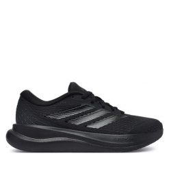 Buty do biegania adidas. Czarne obuwie sportowe damskie Adidas, bez wzorów, do biegania. Za 259.99 zł.