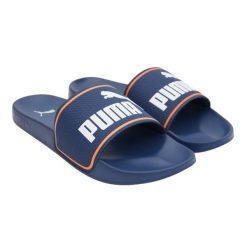 Klapki basenowe dla dorosłych Puma Leadcat 2.0. Niebieskie klapki męskie Puma, z materiału, sportowe. Za 118.95 zł.