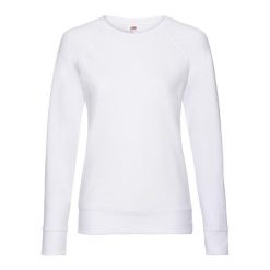Lekki Sweter Raglanowy Dla Kobiet. Białe swetry damskie Fruit of the Loom, xl, bez wzorów, bez kołnierzyka, bez ramiączek, bez kaptura. Za 55.99 zł.