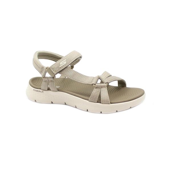 Sandały Skechers Model Go Walk Flex Sandal Kolor Jasnobrązowy. Brązowe sandały damskie Skechers, bez wzorów, z tkaniny, bez obcasa, bez zapięcia. Za 249.99 zł.