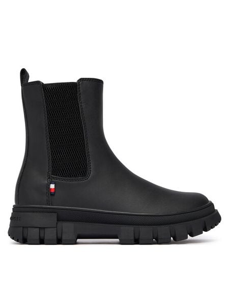Tommy Hilfiger Botki T3X5-35295-1355 M Czarny. Czarne botki dziewczęce Tommy Hilfiger, ze skóry, bez zapięcia. Za 414.99 zł.