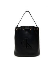 Calvin Klein Torebka Bold Ck Large Bucket Bag LV04F3232G Czarny. Czarne torebki do ręki damskie Calvin Klein, bez wzorów, ze skóry, wizytowe, bez dodatków. Za 419.99 zł.