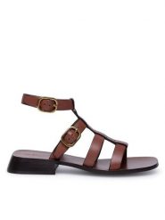 Gino Rossi Sandały LERICI-112790 Brązowy. Brązowe sandały damskie Gino Rossi, bez wzorów, ze skóry, bez obcasa, na płaskiej podeszwie, bez zapięcia. Za 269.99 zł.