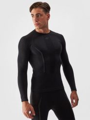4F Bielizna termoaktywna bezszwowa z wełną Merino (góra) męska - czarna S/M. Czarna bielizna termoaktywna męska 4f, l, z dzianiny. Za 299.99 zł.