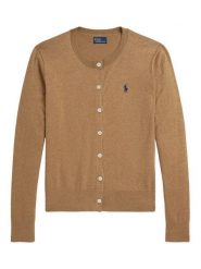 Polo Ralph Lauren Kardigan 211971871007 Beżowy Slim Fit. Brązowe kardigany damskie Polo Ralph Lauren, l, bez wzorów, z bawełny, bez kołnierzyka, bez ramiączek, bez kaptura. Za 859.99 zł.