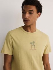 T-shirt regular z haftem - zielony. Zielone t-shirty męskie Reserved, l, bez wzorów, z bawełny, bez kołnierzyka. W wyprzedaży za 39.99 zł.