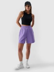 4F Spodenki dresowe damskie - fioletowe M. Fioletowe szorty sportowe damskie 4f, l, bez wzorów, z bawełny, sportowe. Za 69.99 zł.