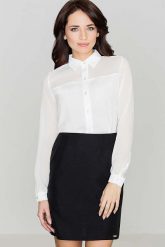 Ecru Klasyczna Koszula Damska Zapinana na Zatrzaski. Koszule damskie Katrus, xl, bez wzorów, z elastanu, klasyczne, bez kołnierzyka, bez ramiączek. Za 189.00 zł.