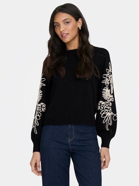 ONLY Sweter Magnolia 15367757 Czarny Regular Fit. Czarne swetry damskie Only, s, bez wzorów, z wiskozy, bez kołnierzyka, bez ramiączek, bez kaptura. Za 149.99 zł.