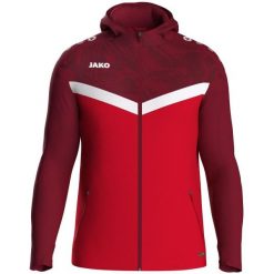 Damska bluza dresowa z kapturem zapinana na zamek błyskawiczny Jako Iconic. Czerwone bluzy damskie Jako, bez wzorów, z dresówki, z kapturem. Za 276.60 zł.