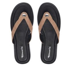 Japonki Tamaris. Brązowe klapki damskie Tamaris, bez wzorów, bez obcasa. Za 259.99 zł.