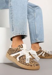 Panterkowe Sneakersy Typu Kultowe Tenisówki z Ozdobną Odpinaną Kokardą Korilinda. Trampki i tenisówki damskie Renee, bez wzorów, z jeansu, eleganckie, bez zapięcia. Za 89.99 zł.
