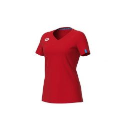 Koszulka damska Arena Team T-Shirt Panel. Czerwone koszulki sportowe damskie Arena, xl, bez wzorów, bez kołnierzyka, bez ramiączek, do pływania. Za 99.00 zł.