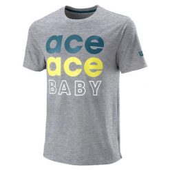 Koszulka treningowa męska Wilson Ace Ace Baby Tech Tee. Szare koszulki sportowe męskie Wilson, m, bez wzorów, bez kołnierzyka, bez ramiączek, tenisowe. Za 115.00 zł.