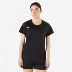 Koszulka do piłki ręcznej damska Atorka H100. Czarne koszulki sportowe damskie KIPSTA, m, bez wzorów, z materiału, sportowe, bez kołnierzyka. Za 44.99 zł.