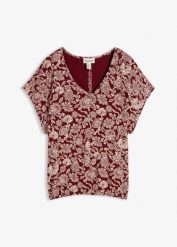 T-shirt z delikatnej mieszanki wiskozy. Czerwone t-shirty damskie bonprix, bez wzorów, z wiskozy, bez kołnierzyka. Za 74.99 zł.