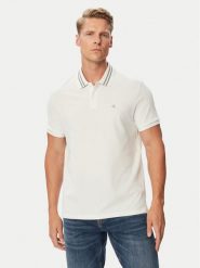 Calvin Klein Jeans Polo Monogram LV04RC276G Biały Regular Fit. Białe koszulki polo męskie Calvin Klein Jeans, l, bez wzorów, z bawełny, bez ramiączek. Za 289.99 zł.