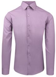 Wrzosowa Koszula Bawełniana o Taliowanym Kroju, Jednokolorowa. Fioletowe koszule męskie Pazzani, bez wzorów, z bawełny, eleganckie, bez kołnierzyka, bez ramiączek. Za 169.00 zł.