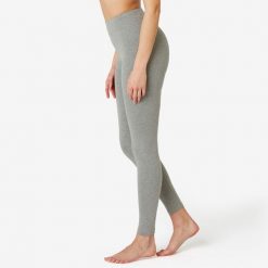 Legginsy fitness damskie Domyos slim. Szare legginsy damskie DOMYOS, l, bez wzorów, z bawełny. Za 39.99 zł.