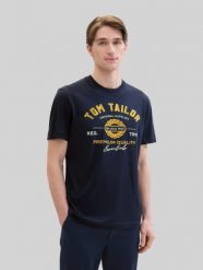 Męska Koszulka Tom Tailor Logo Tee Dark Blue 1037735 10302. Niebieskie t-shirty męskie Tom Tailor, l, bez wzorów, bez kołnierzyka. Za 59.99 zł.
