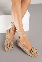 Brązowe Balerinki Vices z Plecionki Zdobione Wiązaniem i Aplikacją Erezelia. Brązowe baleriny damskie Renee, na lato, z aplikacjami, eleganckie, bez obcasa. Za 99.99 zł.