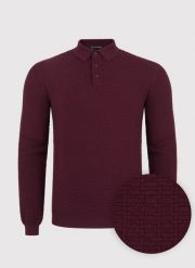 PAKO LORENTE – Bawełniany sweter polo w kolorze bordowym P23WF-2X-010-D-0. Czerwone swetry przez głowę męskie Pako Lorente, m, bez wzorów, z bawełny, bez kołnierzyka. Za 149.99 zł.