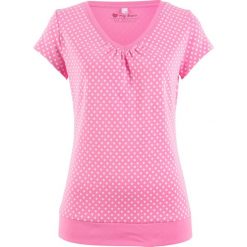 Shirt w kropki, krótki rękaw bonprix różowo-biały w kropki. Bluzki damskie bonprix. Za 49.99 zł.