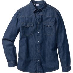 Koszula dżinsowa Slim Fit bonprix ciemnoniebieski. Niebieskie koszule męskie bonprix, z długim rękawem. Za 49.99 zł.