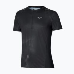Koszulka do biegania męska Mizuno Trail Graphic Tee. Czarne koszulki sportowe męskie Mizuno, m, bez wzorów, z materiału, bez kołnierzyka, bez ramiączek, do biegania. Za 269.99 zł.