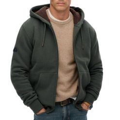Bluza z kapturem Superdry Borg Lined. Zielone bluzy męskie Superdry., m, bez wzorów, z kapturem. Za 427.35 zł.