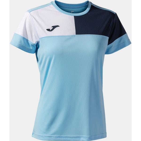 Damska koszulka Joma Sky Blue-Navy, XS. Brązowe koszulki sportowe damskie Joma, xs, bez wzorów, bez kołnierzyka, bez ramiączek, do piłki nożnej. Za 153.99 zł.