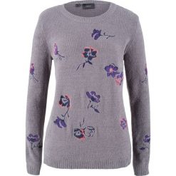 Sweter w kwiaty bonprix szary melanż wzorzysty. Szare swetry damskie bonprix. Za 49.99 zł.