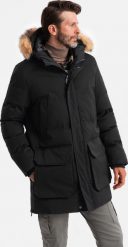 Kurtka męska Ombre Ocieplana męska długa kurtka parka z rozpinanym dołem czarna V3 OM-JALJ-0184 XXL. Czarne kurtki męskie Ombre, m, bez wzorów, bez kaptura. Za 499.99 zł.