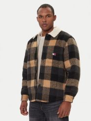 Tommy Jeans Kurtka przejściowa Check Teddy DM0DM22010 Beżowy Regular Fit. Brązowe kurtki męskie Tommy Jeans, m, bez wzorów, z jeansu, bez kaptura. Za 699.99 zł.