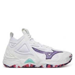 Buty halowe Mizuno. Białe obuwie sportowe damskie Mizuno, bez wzorów, mizuno wave. Za 479.99 zł.