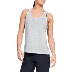 Koszulka treningowa dasmka Under Armour Whisperlight Tie Back. Szare koszulki sportowe damskie Under Armour, s, bez wzorów, z poliesteru, bez kołnierzyka, bez ramiączek. Za 60.00 zł.