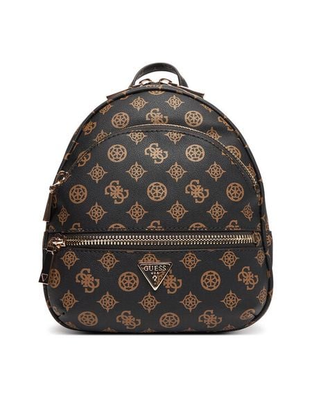 Guess Plecak Manhattan II HWPG71 18320 Brązowy. Brązowe plecaki damskie Guess, z aplikacjami, ze skóry. Za 359.99 zł.