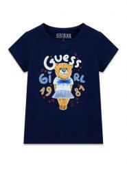 Guess T-Shirt K6RI03 K6YW4 Granatowy Regular Fit. Niebieskie t-shirty i topy dla dziewczynek Guess, z aplikacjami, z bawełny, bez ramiączek. Za 99.99 zł.