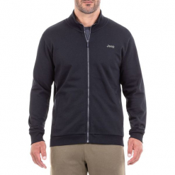 Bluza w kolorze czarnym. Czarne bluzy męskie Jeep, z nadrukiem, prążkowane. W wyprzedaży za 114.95 zł.