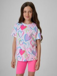 4F T-shirt regular z nadrukiem dziewczęcy - multikolor 146 (10-11 lat). T-shirty i topy dla dziewczynek 4f, bez wzorów, z bawełny, bez ramiączek. Za 49.99 zł.