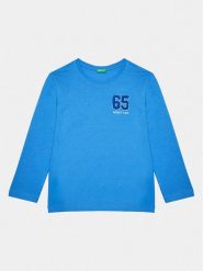 United Colors Of Benetton Bluzka 3ATNG10B9 Niebieski Regular Fit. Niebieskie t-shirty dla chłopców United Colors Of Benetton, bez wzorów, z bawełny, bez ramiączek. Za 59.99 zł.
