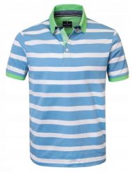 Męska Koszulka Polo - Pako Jeans - Biało-Niebieska w Paski. Niebieskie koszulki polo męskie Pako Jeans, l, bez wzorów, z bawełny, casualowe, bez ramiączek. Za 129.00 zł.