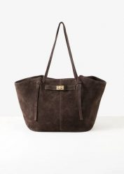 Torba shopper ze skóry welurowej. Brązowe torebki shopper damskie bonprix, bez wzorów, ze skóry, duże, bez dodatków. Za 349.99 zł.